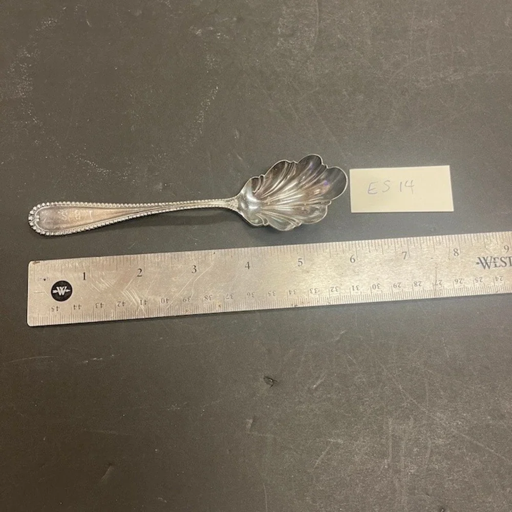 WM Rogers‎ Scalloped Sugar Shell Spoon Antique Beaded Edging ES14